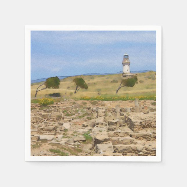 Serviettes Jetables Watercolor lighthouse (Devant)