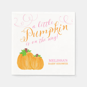 Serviettes Jetables Watercolor Petit Citrouille Fall Girl Baby shower