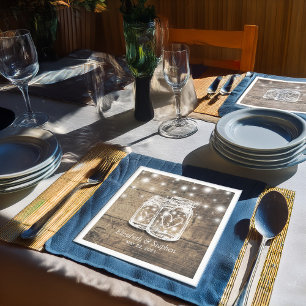 Serviettes Jetables Wedding shower de cordes de pot en bois rustique M