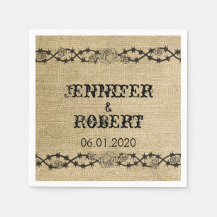 Serviettes Jetables Western Burlap Mariage Napkin