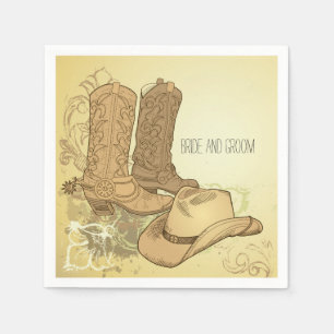 Serviettes Jetables Western Cowboy Casquette Boots