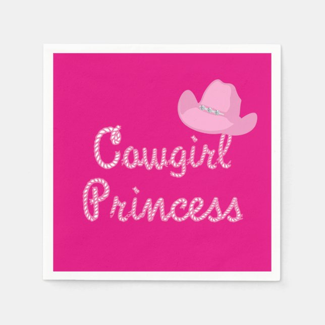 Serviettes Jetables Western Cowgirl Princesse Avec Parti Casquette Ros (Devant)