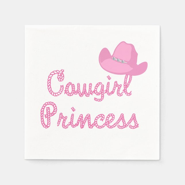 Serviettes Jetables Western Cowgirl Princesse Avec Parti Casquette Ros (Devant)