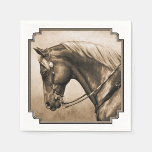Serviettes Jetables Western Ranch Horse Vieux Photo Sepia