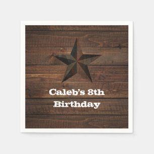 Serviettes Jetables Western Rusty Star sur Wood Rustic Country Party