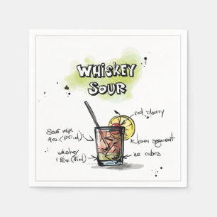 Serviettes Jetables Whiskey Sour Drink Recette Cocktail Napkin