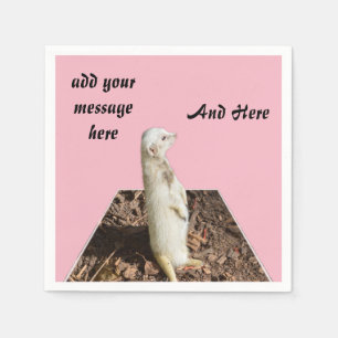 Serviettes Jetables White Meerkat Dimensional Art Modèle,