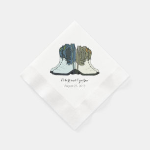 Serviettes Jetables Wild West Country Cowboy Boots Mariage