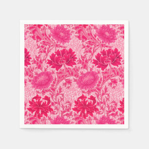 Serviettes Jetables William Morris Chrysanthemums, Fuchsia Pink