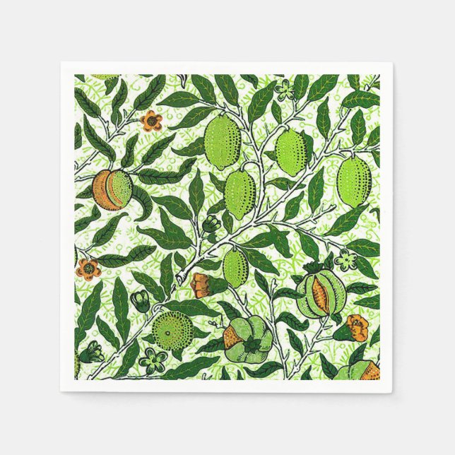 Serviettes Jetables William Morris Fruit exotique, Vert citron vert (Devant)