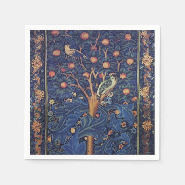 Serviettes Jetables William Morris Woodpecker Tapestry Arts & Artisana (Devant)