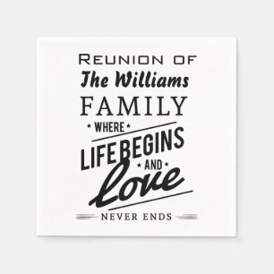 Serviettes Jetables Williams Family Member Reunion Typographie Vintage