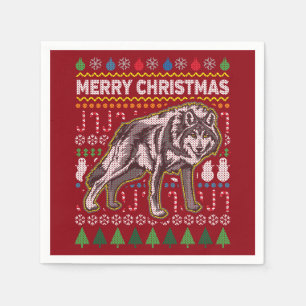 Serviettes Jetables Wolf Ugly Christmas Sweat Wildlife Series