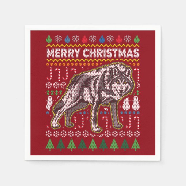Serviettes Jetables Wolf Ugly Christmas Sweat Wildlife Series (Devant)
