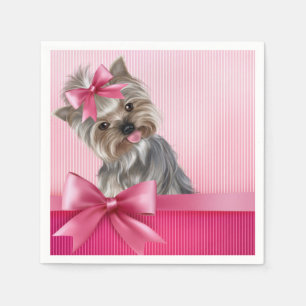 Serviettes Jetables Yorkshire Terrier Pink Princess Yorkie Puppy Dog