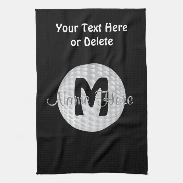 Serviettes noires de golf de monogramme, votre (Vertical)
