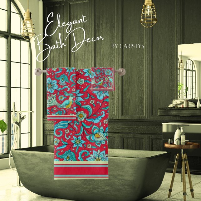 Serviettes Oiseaux, Florales, Bleus, Rouges, Citro (Créateur téléchargé)