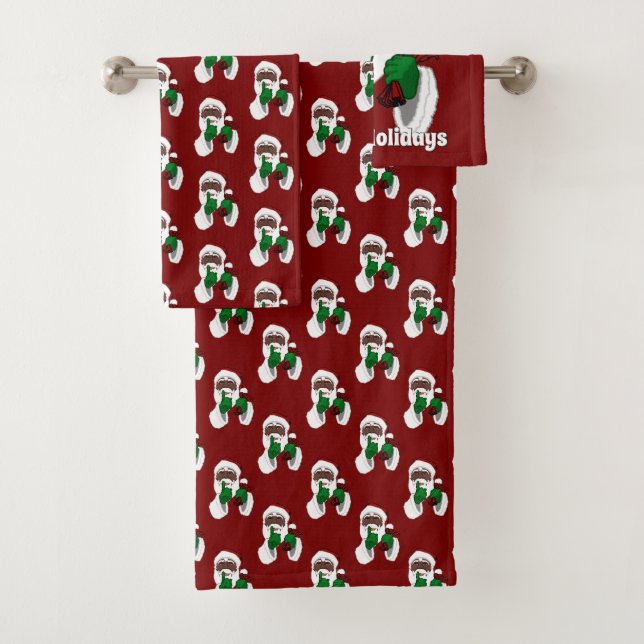Serviettes Père Noël Noir Ensemble de bain de Noël (En situation)