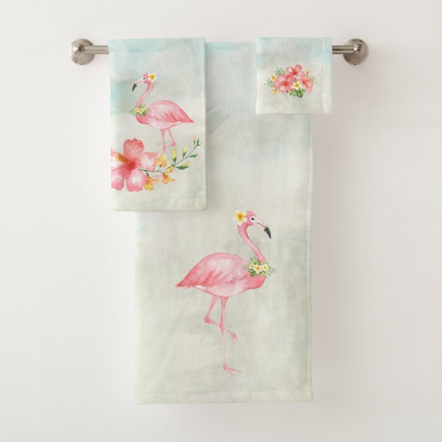 Serviettes tropicales de Bath de Flamant rose de (En situation)