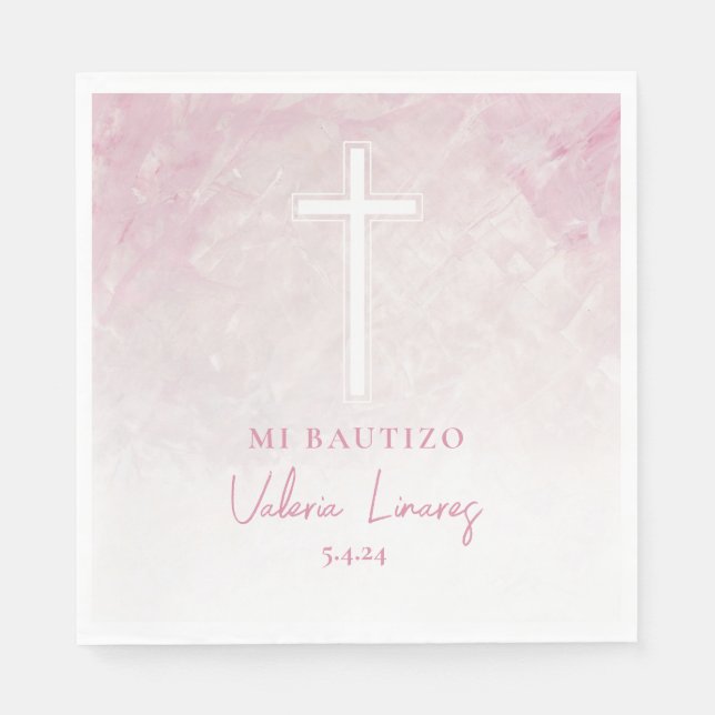 Servilletas Mi Bautizo Rosita Spanish Napkins (Front)