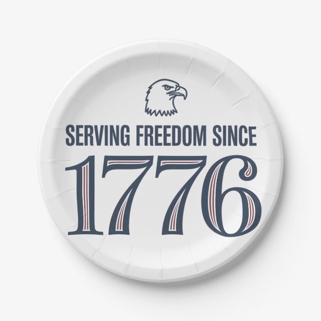Serving Freedom Since 1776 4th Of July Paper Plate (Front)