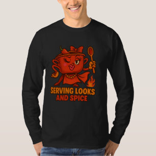 Serving Looks and Spice u2013 Funny Retro Chili Co T-Shirt
