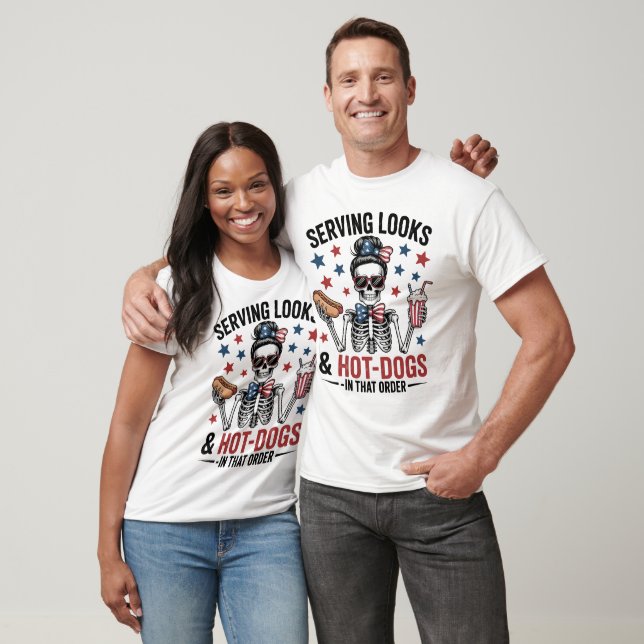 Serving Looks & Hot Dogs Skeleton T-Shirt (Unisex)