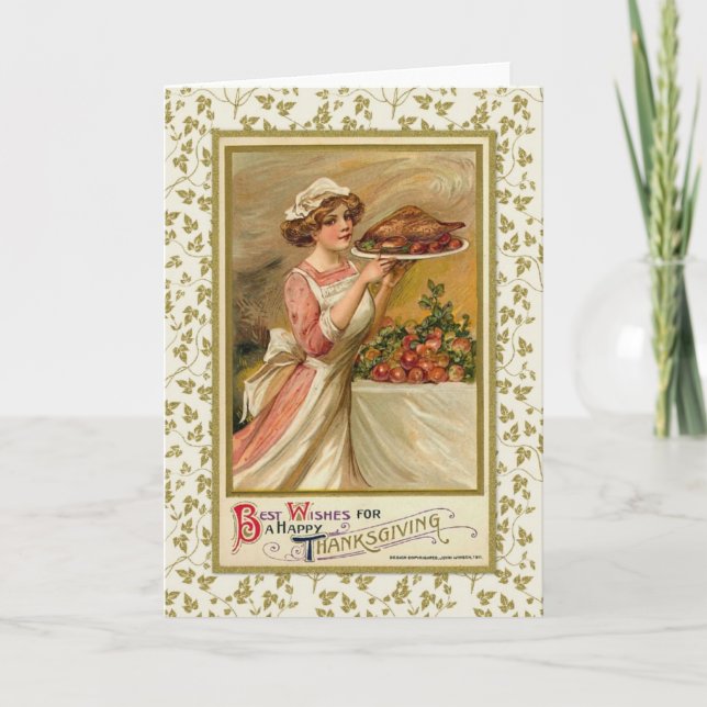 Serving Thanksgiving Dinner Holiday Card (Front)