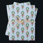 Serving This Christmas Tennis Racket Wreaths  Wrapping Paper Sheet<br><div class="desc">Serve up a win this Christmas with these whimsical tennis racket wreaths adorned with strings of Christmas lights and a big red bow! Perfect for the tennis player or tour fan in your life.</div>