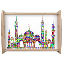 Serving Tray with colourful prism mosque design