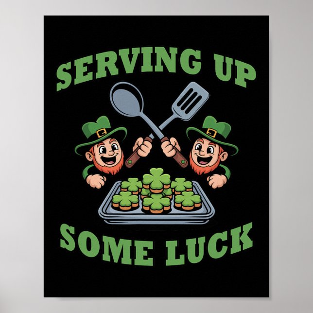 Serving Up Some Luck Lunch Lady St Patricks Day Sc Poster (Front)