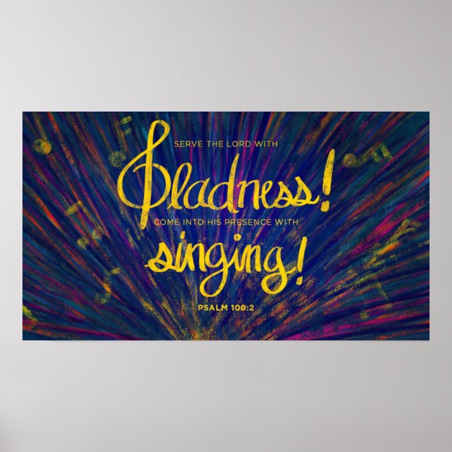 Servir le Seigneur avec plaisir Bible verse Poster (Devant)