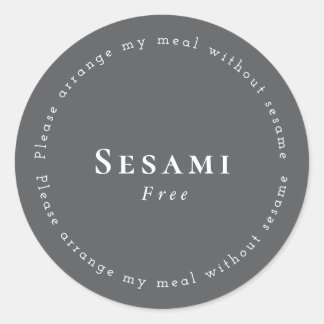 Sesame-Free Request Sticker, Dark-gray - White Classic Round Sticker