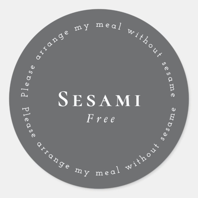 Sesame-Free Request Sticker, Dark-gray - White Classic Round Sticker (Front)