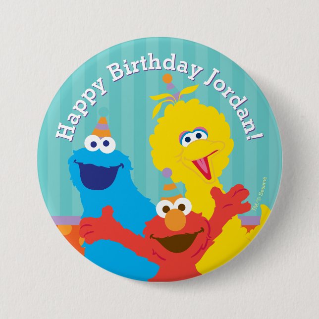 Sesame Pals Birthday Pattern 3 Inch Round Button (Front)