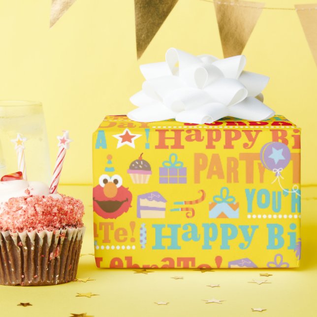 Sesame Pals Celebration Pattern Wrapping Paper (Birthday Party)