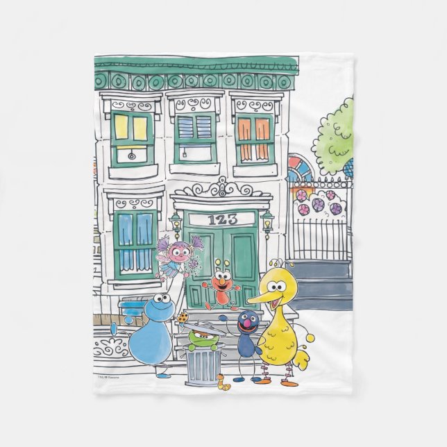 Sesame Pals Doodley Graphic Fleece Blanket (Front)