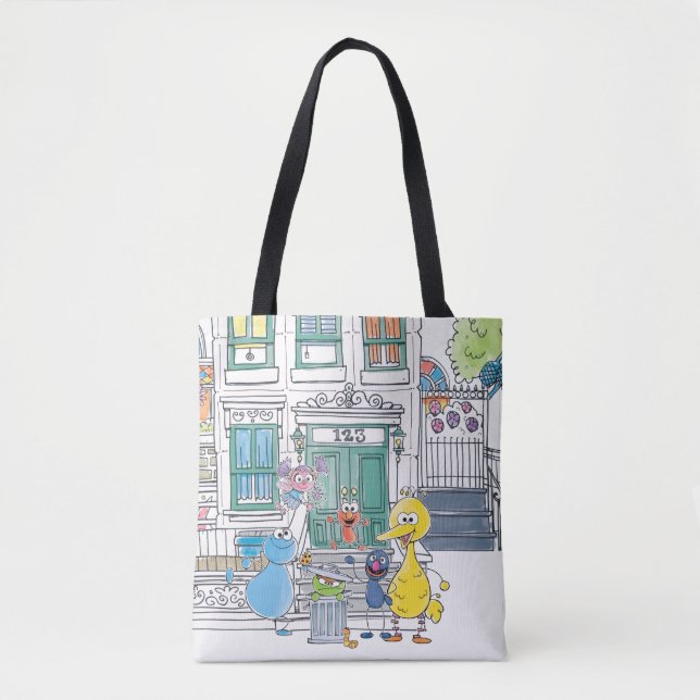 Sesame Pals Doodley Graphic Tote Bag (Front)