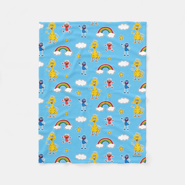 Sesame Pals Rainbow Doodley Pattern Fleece Blanket (Front)