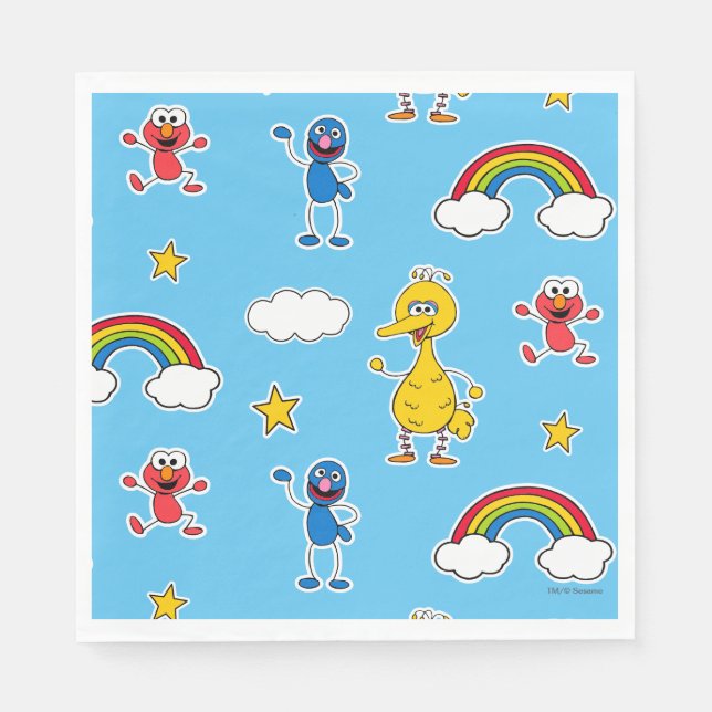 Sesame Pals Rainbow Doodley Pattern Napkin (Front)