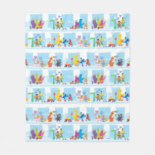 Sesame Pals Walking Along Sesame Street Pattern Fleece Blanket