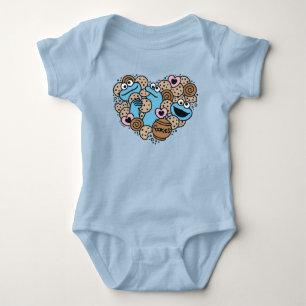 Sesame Sesame Cookie Monster Doodle Heart Baby Bodysuit