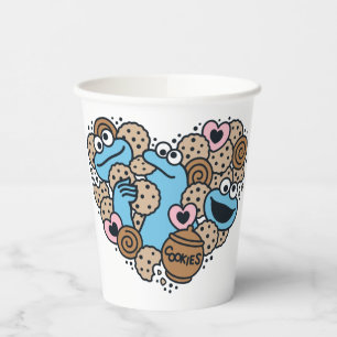 Sesame Sesame   Cookie Monster Doodle Heart Paper Cups