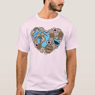 Sesame Sesame   Cookie Monster Doodle Heart T-Shirt