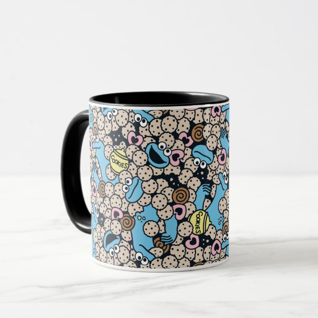 Sesame Sesame | Cookie Monster Doodle Pattern Mug (Front Left)
