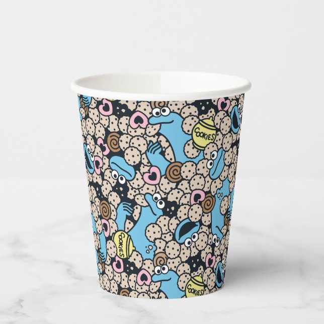 Sesame Sesame | Cookie Monster Doodle Pattern Paper Cups (Left)