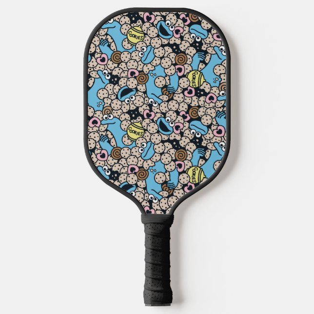 Sesame Sesame | Cookie Monster Doodle Pattern Pickleball Paddle (Front)