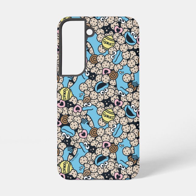 Sesame Sesame | Cookie Monster Doodle Pattern Samsung Galaxy S22 Case (Back)