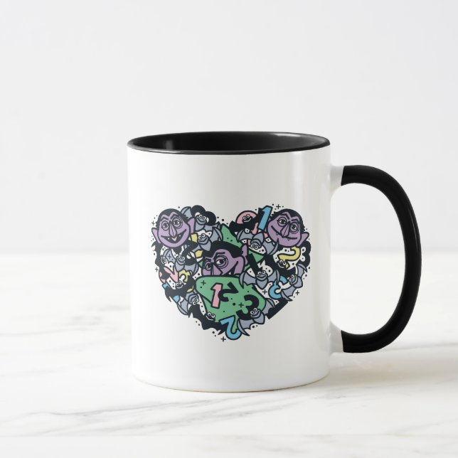 Sesame Sesame | Count von Count Doodle Heart Mug (Right)