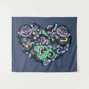 Sesame Sesame   Count von Count Doodle Heart Tapestry